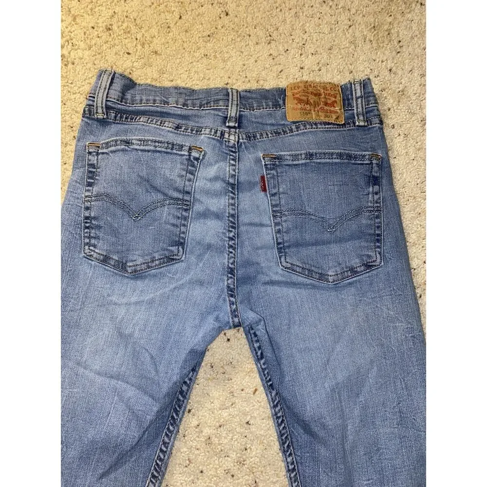Levi's 510 Mens 30 x 32 Light Wash Blue Stretch Denim Skinny Jeans Slim Fit